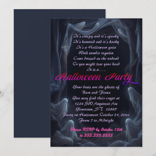 Invitation Fête d'Halloween avec des fantômes tout autour