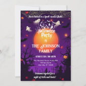 Invitation Fête d'Halloween avec Fantômes Éffrayants et Lune (Devant)