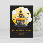 Invitation Fête d'Halloween avec Maison hantée et Fantômes (Debout devant)