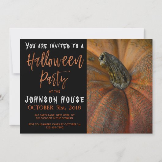 Invitation Fête d'Halloween avec typographie orange moderne (Devant)