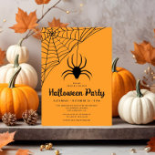 Invitation Fête d'Halloween avec une jolie araignée noire