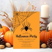 Invitation Fête d'Halloween avec une jolie araignée noire