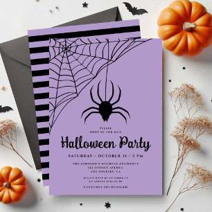 Invitation Fête d'Halloween avec une jolie araignée noire