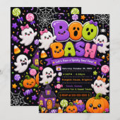 Invitation Fête d'Halloween Bash Boo Mignonne (Devant / Derrière)