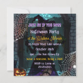 Invitation Fête d'Halloween Black and Purple Witch & Frog (Dos)