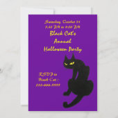 Invitation FETE D'HALLOWEEN BLACK CAT Métallic Or (Dos)