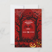 Invitation Fête d'Halloween Black & Red Sinister (Devant)
