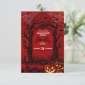 Invitation Fête d'Halloween Black & Red Sinister (Debout devant)