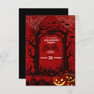 Invitation Fête d'Halloween Black & Red Sinister