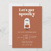Invitation Fête d'Halloween Brown et blanche rétro (Devant)