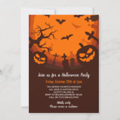 Invitation Fête d'Halloween Bumkins Chauves-souris Tombes Noi (Devant)