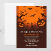Invitation Fête d'Halloween Bumkins Chauves-souris Tombes Noi (Devant / Derrière)