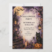 Invitation Fête d'Halloween Chat Fantôme (Devant)