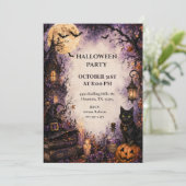 Invitation Fête d'Halloween Chat Fantôme (Debout devant)
