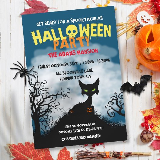 Invitation Fête d'Halloween Chat Fantôme