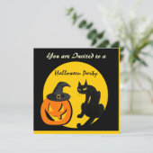 INVITATION FÊTE D'HALLOWEEN CHAT NOIR (Debout devant)