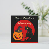 INVITATION FÊTE D'HALLOWEEN CHAT NOIR (Debout devant)