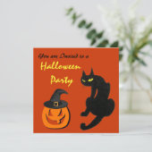 INVITATION FÊTE D'HALLOWEEN CHAT NOIR (Debout devant)
