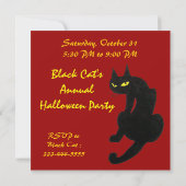 INVITATION FÊTE D'HALLOWEEN CHAT NOIR (Dos)