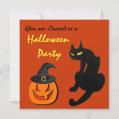 INVITATION FÊTE D'HALLOWEEN CHAT NOIR (Devant)