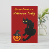 INVITATION FÊTE D'HALLOWEEN CHAT NOIR (Debout devant)