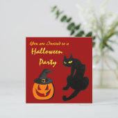 INVITATION FÊTE D'HALLOWEEN CHAT NOIR (Debout devant)