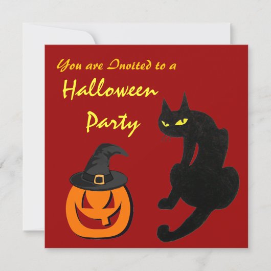 INVITATION FÊTE D'HALLOWEEN CHAT NOIR (Devant)