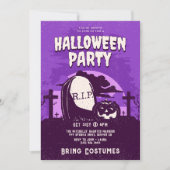 Invitation Fête d'Halloween Citrouille de Tombstone effrayant (Devant)