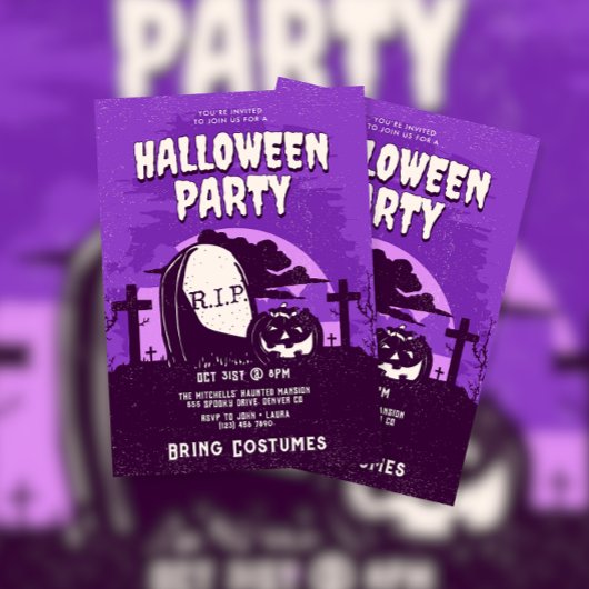 Invitation Fête d'Halloween Citrouille de Tombstone effrayant