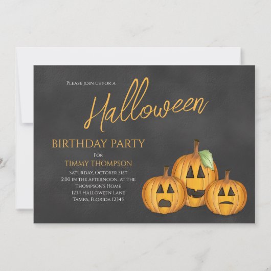 Invitation Fête d'Halloween Citrouille d'Orange (Devant)
