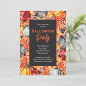 Invitation Fête d'Halloween citrouille et florale (Debout devant)
