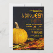 Invitation Fête d'Halloween citrouille jaune orange vif (Devant)