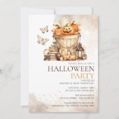 Invitation Fête d'Halloween Citrouille neutre en aquarelle (Devant)