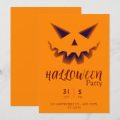 Invitation Fête d'Halloween Citrouille simple et orange (Devant / Derrière)