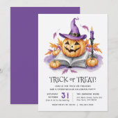 Invitation Fête d'Halloween Citrouille sorcière (Devant / Derrière)