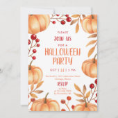 Invitation Fête d'Halloween Citrouilles d'aquarelle (Devant)