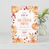 Invitation Fête d'Halloween Citrouilles d'aquarelle (Debout devant)