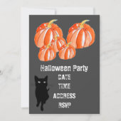 Invitation Fête d'Halloween citrouilles mignons avec chat noi (Devant)
