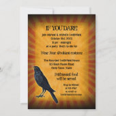 Invitation Fête d'Halloween - Corbeau Déplaisant sur le cerve (Dos)