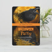 Invitation Fête d'Halloween Corbeau gothique (Debout devant)