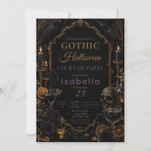 Invitation Fête d'Halloween Corbeau Gothique (Devant)