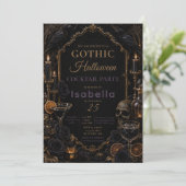 Invitation Fête d'Halloween Corbeau Gothique (Debout devant)