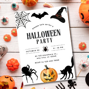 Invitation Fête d'Halloween Costume pour Enfants Nuit Squelet