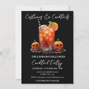 Invitation Fête d'Halloween Costumes & Cocktails Aquarelle