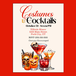 Invitation Fête d'Halloween Costumes et Cocktails