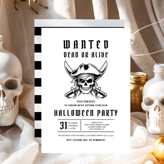 Invitation Fête d'Halloween crâne de pirate