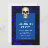 Invitation Fête d'Halloween crâne gothique éclaboussé de bleu (Devant)
