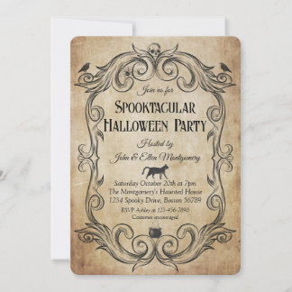 Invitation Fête d'Halloween crâne gothique vintage adulte