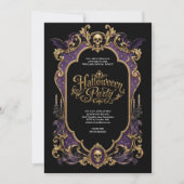 Invitation Fête d'Halloween crâne violet gothique (Devant)