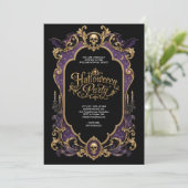 Invitation Fête d'Halloween crâne violet gothique (Debout devant)